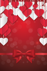 012-Valentines HeartBow Vert Postcard BG
